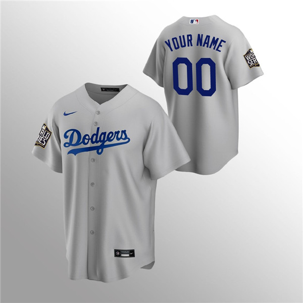 Men's Los Angeles Dodgers ACTIVE PLAYER Custom Grey 2020 World Series Bound Stitched MLB Jersey
